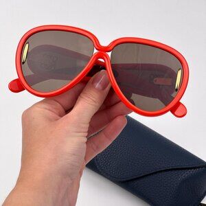 Loewe x Paula’s Ibiza Sunglasses – Orange Pilot Frame Brown Lenses LW40132I 42E